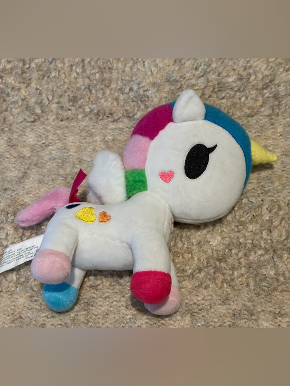 Tokidoki Neon Star Unicorn Plush Rainbow Hearts Kawaii Stuffed Animal 8”
